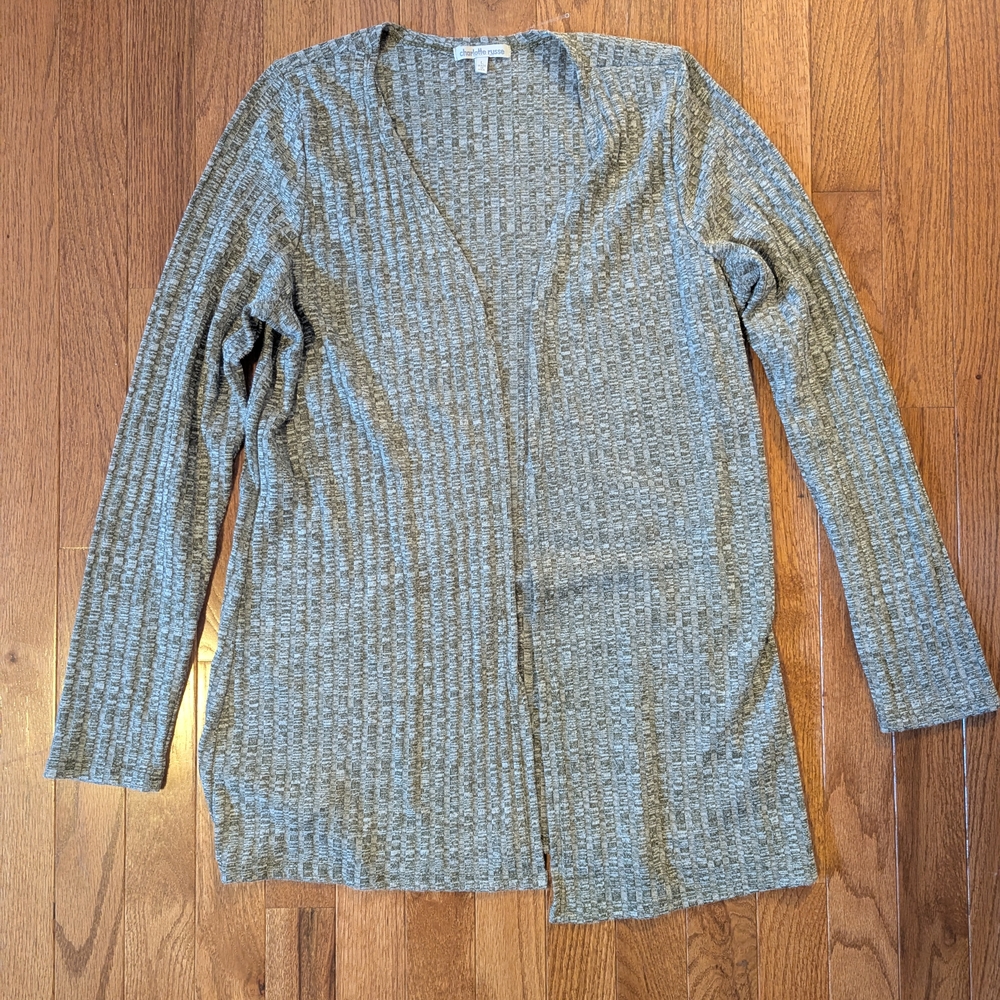 Gray Open-Front Cardigan Sweater